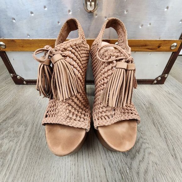 Pencey Alexus Woven Platform Leather Sandals size 7 - Picture 2 of 12